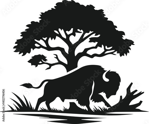 Buffalo animal vector silhouette