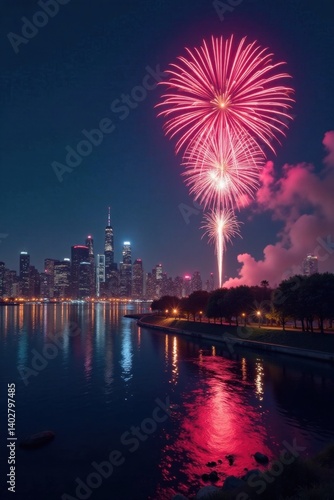 Wallpaper Mural New Year countdown with fireworks and sparkling cityscape, celebration, fireworks display, fireworks Torontodigital.ca