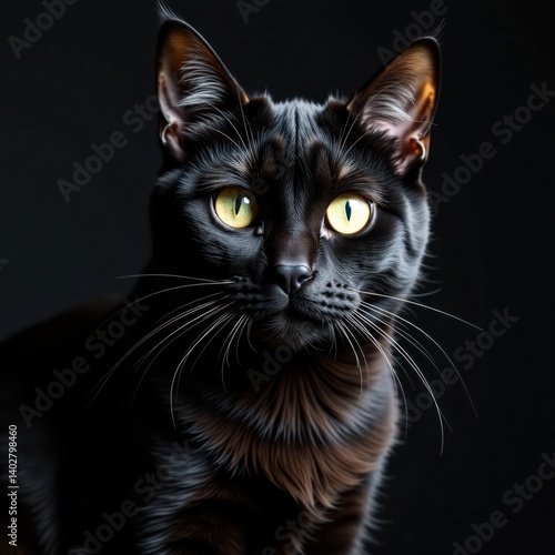 Black cat with paw print on a black background, paw print, animal love