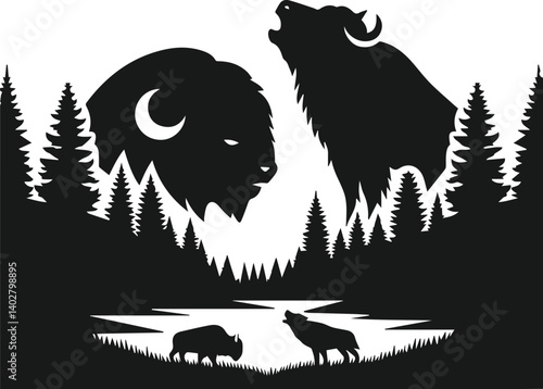 Buffalo animal vector silhouette