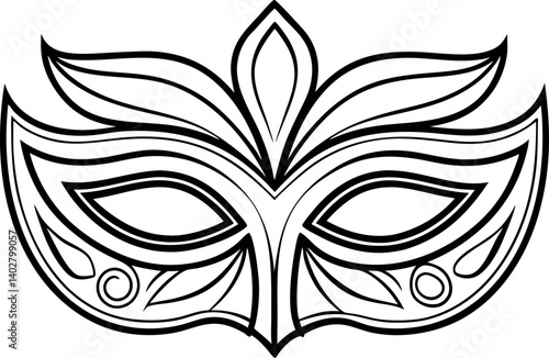 Detailed and Elaborate Black and White Carnival Mask Vector Design