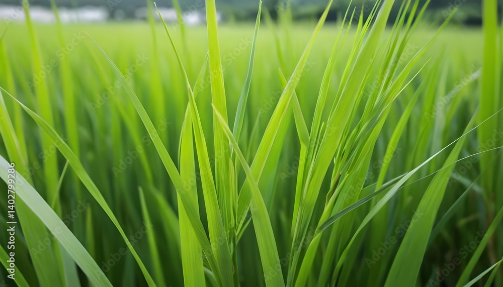 Obraz premium Lush Green Rice Paddy Field