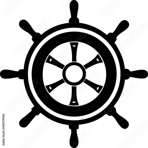 Nautical steering wheel for a ship vector or boat used to navigate and control
