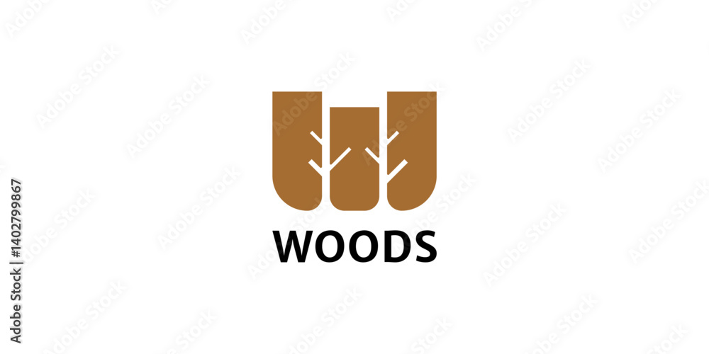 Woods logo design, Oak logo design, three tree logo design template Woods logo design, Oak logo design, three tree logo design template
