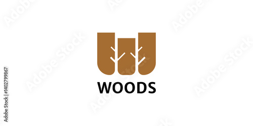 Woods logo design, Oak logo design, three tree logo design template