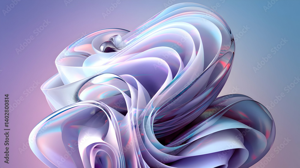 Abstract Fluid Swirls: Iridescent Purple and Lavender 3D Render Abstract Fluid Swirls: Iridescent Purple and Lavender 3D Render