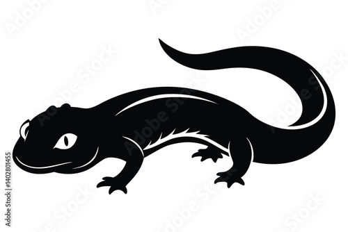Salamander Crawling Silhouette Vector Illustration