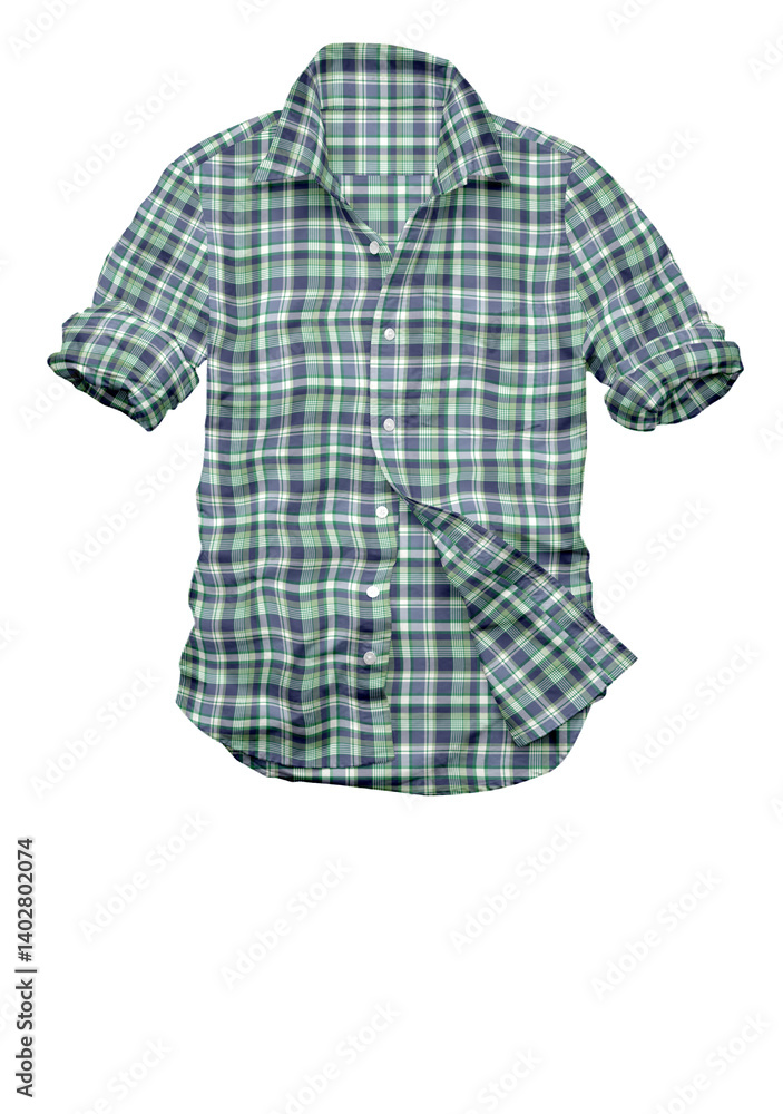 Woven classic Check shirt design mockup for boys with white background Woven classic Check shirt design mockup for boys with white background