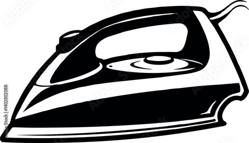 Monochrome flat iron vector illustration for laundry and ironing applications