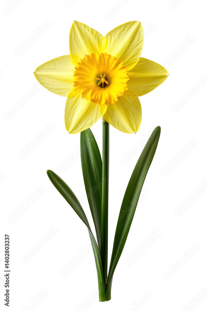 Obraz premium Bright yellow daffodil flower nature cutout background studio close-up spring beauty