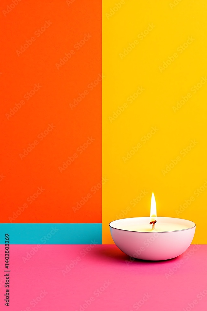 Lit candle with vibrant background. Lit candle with vibrant background.