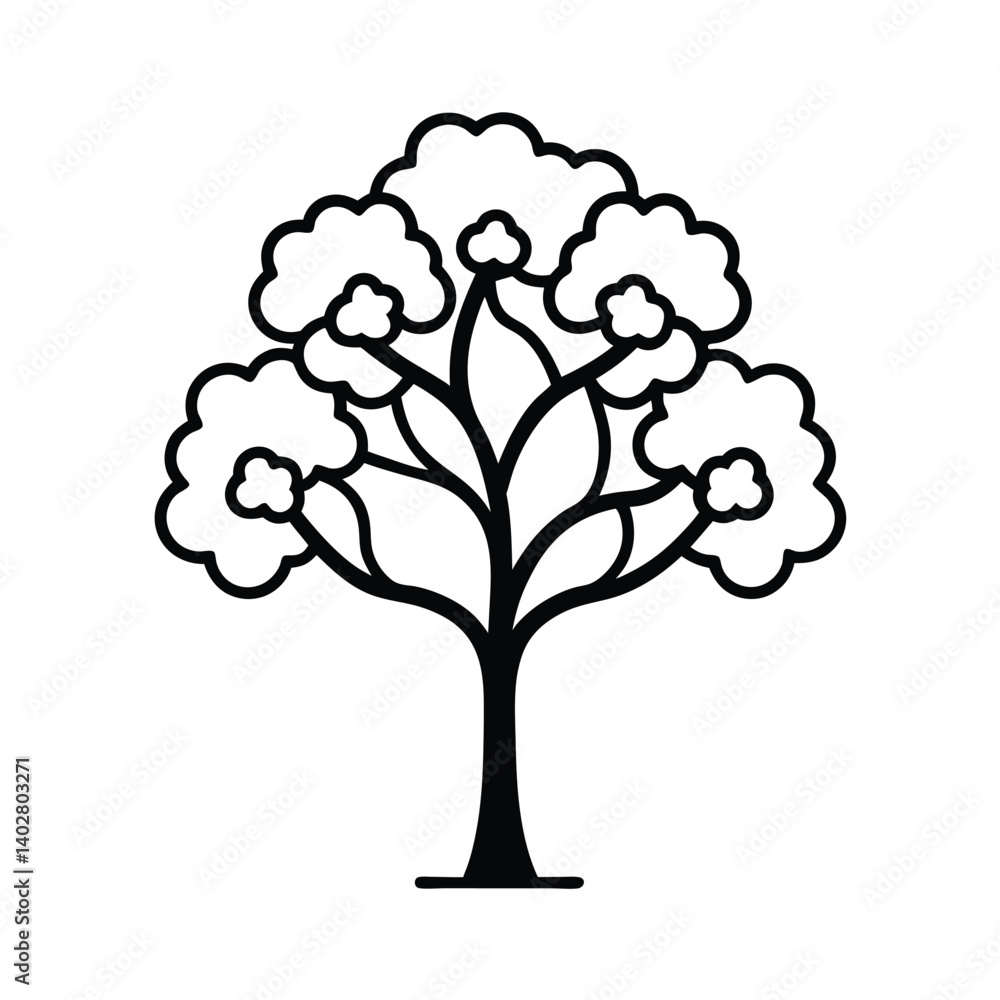 Fototapeta premium Tree line art vector illustration.