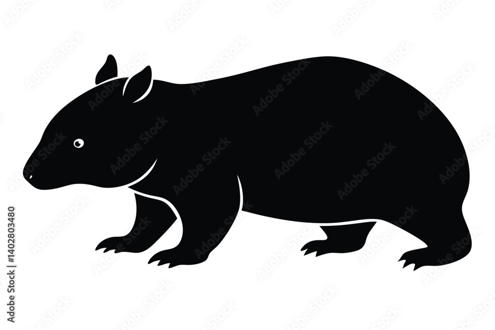 Obraz premium Wombat Walking with Stubby Legs Silhouette Vector