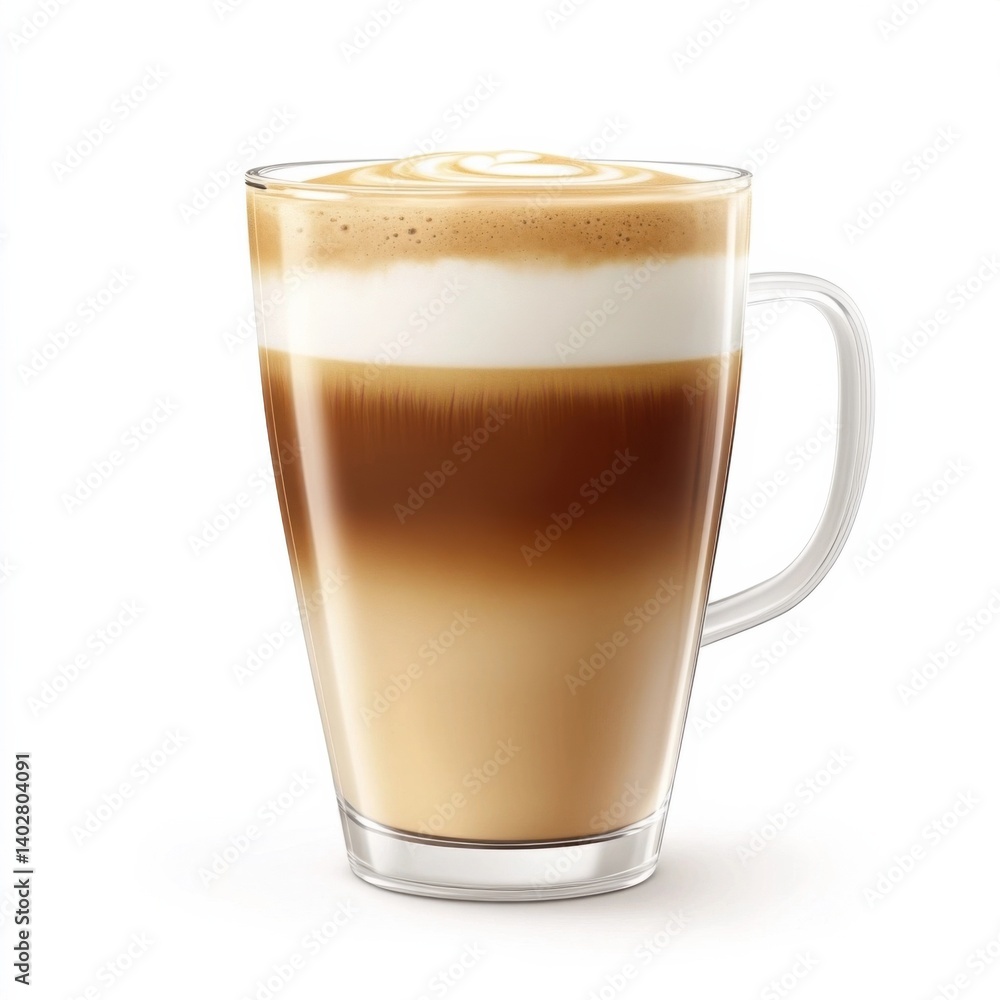 A perfectly brewed cup of coffee with a smooth, creamy surface and delicate latte art, isolated white background A perfectly brewed cup of coffee with a smooth, creamy surface and delicate latte art, isolated white background