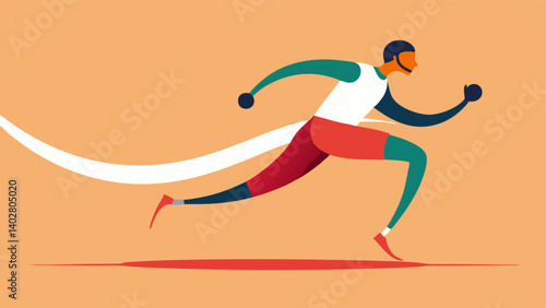 Running on the Track A dynamic illustration of a person with a prosthetic leg sprinting on a track showcasing motion with flowing lines indicating speed.