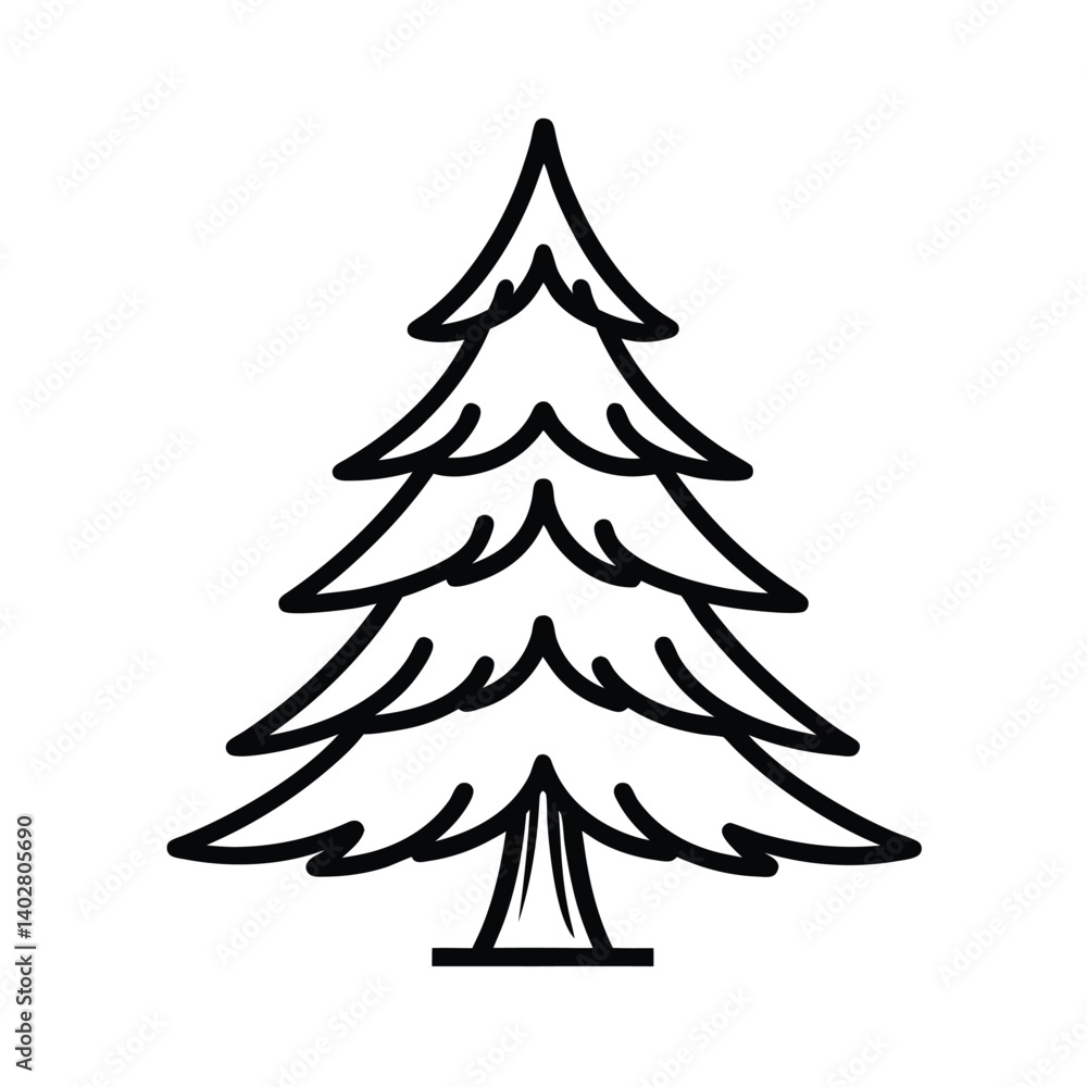 Obraz premium Tree line art vector illustration.