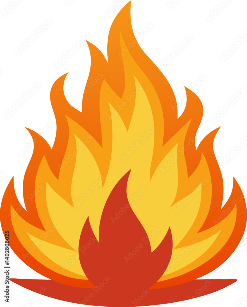 Vector fire icon with burning flame design on white background. Vector fire icon with burning flame design on white background.