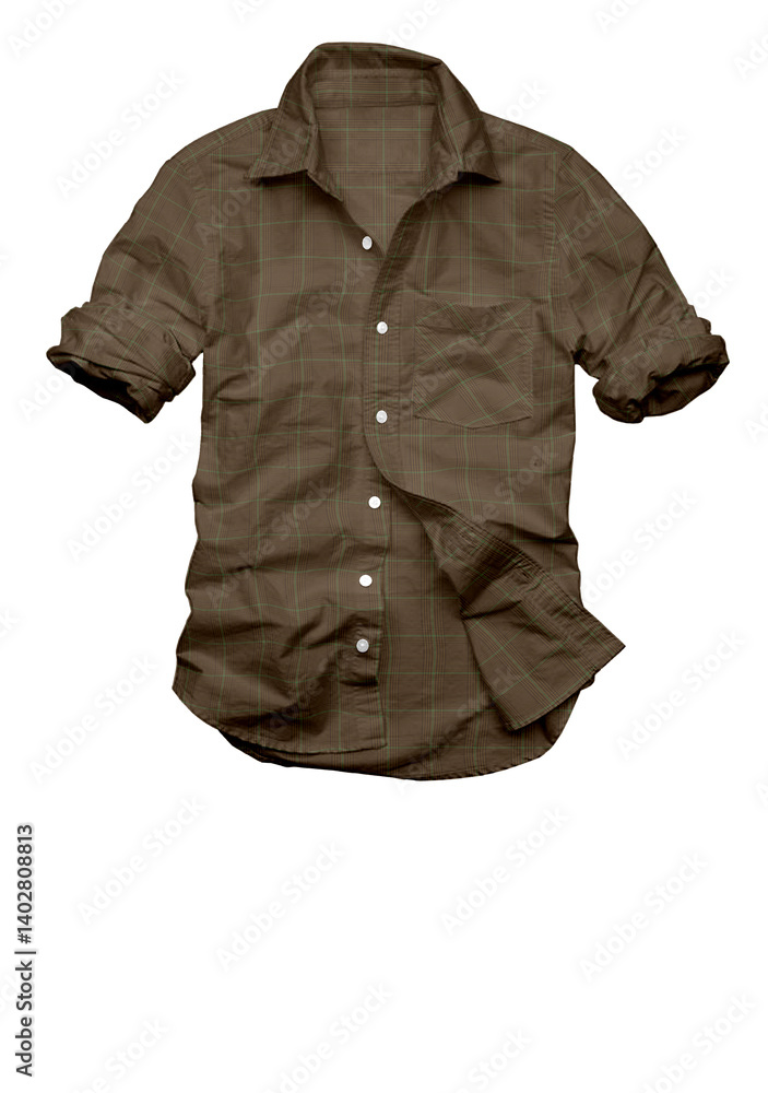Woven classic Check shirt design mockup for boys with white background Woven classic Check shirt design mockup for boys with white background