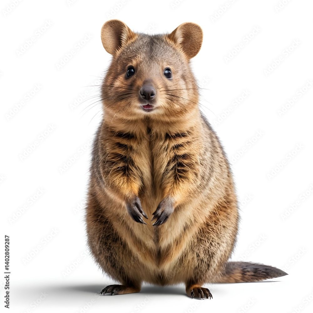 Fototapeta premium Adorable Quokka Posing on White Background