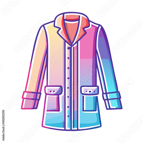 Stylish Colorful LongSleeve ButtonUp Coat with Pockets Fashionable Garment Design