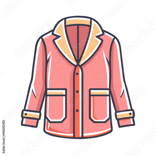 Stylish Pink LongSleeve ButtonUp Jacket with Patch Pockets and Beige Collar
