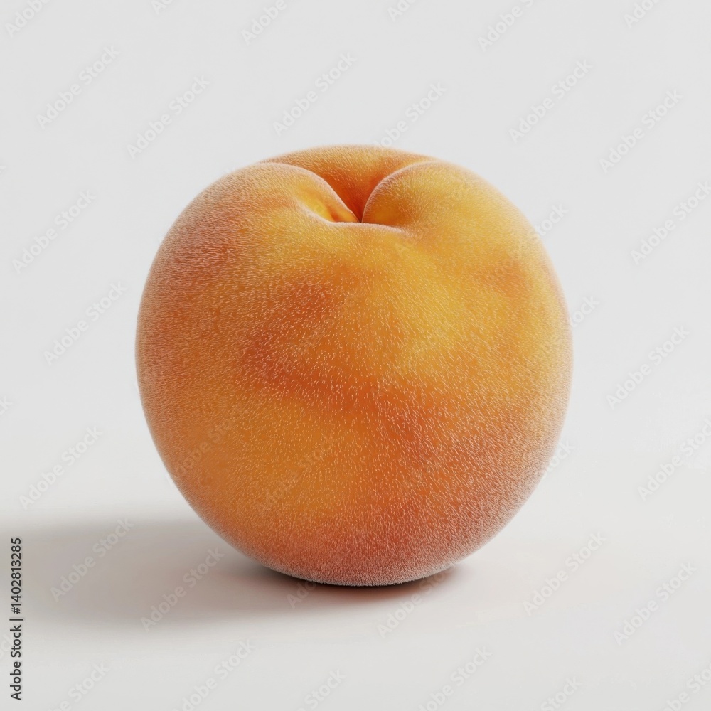 A perfectly ripe peach with a smooth, fuzzy skin and juicy flesh, isolated white background A perfectly ripe peach with a smooth, fuzzy skin and juicy flesh, isolated white background