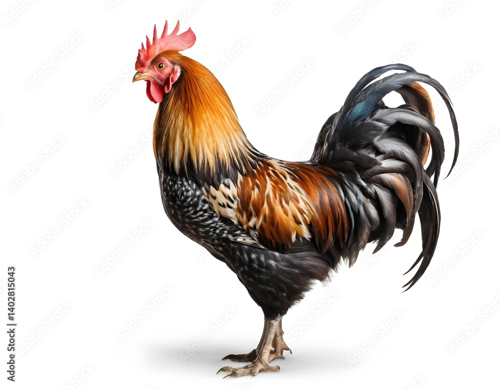 Fototapeta premium Majestic Rooster Isolated on White