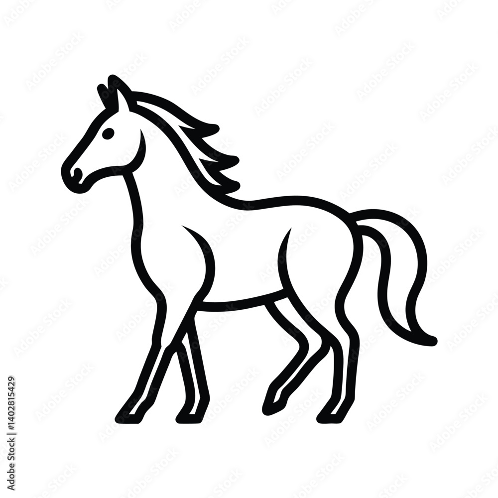 Elegant Horse Outline Vector Design.
Elegant Horse Outline Vector Design.