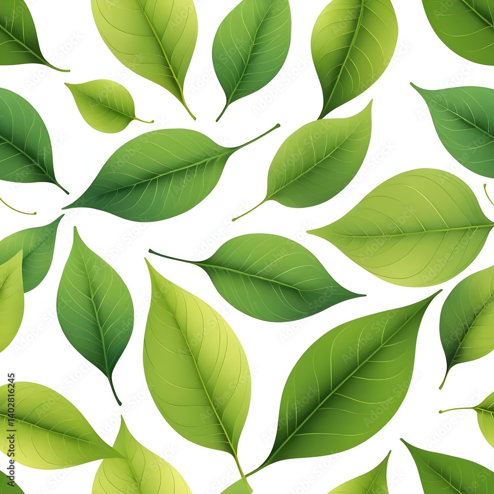 Obraz premium Green Leaves Pattern, Fresh Spring Foliage