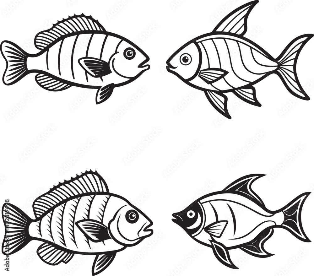 Fototapeta premium cute sea fish vector illustration