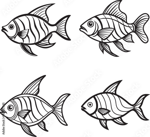 cute sea fish vector illustration 