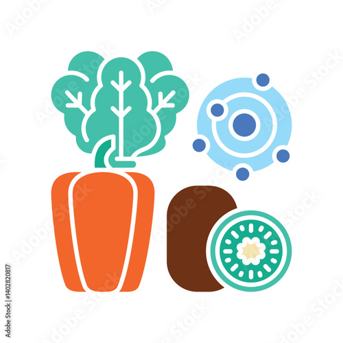 Antioxidants  color line icon for digital and print projects.
