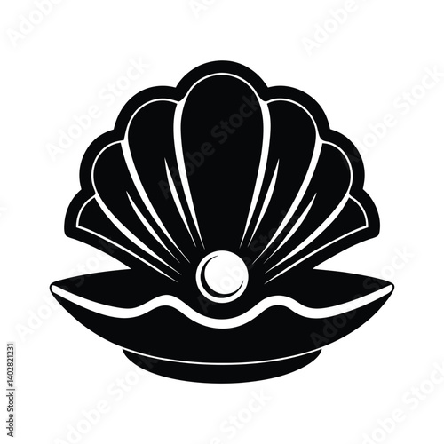 Tableau sur toile black and white illustration open clam shell pea
