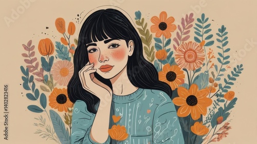 Set of vector drawings about mental health and emotional care