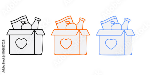 Food donation icon line style isolated on white background