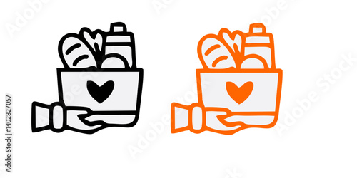 Food donation icon line style isolated on white background