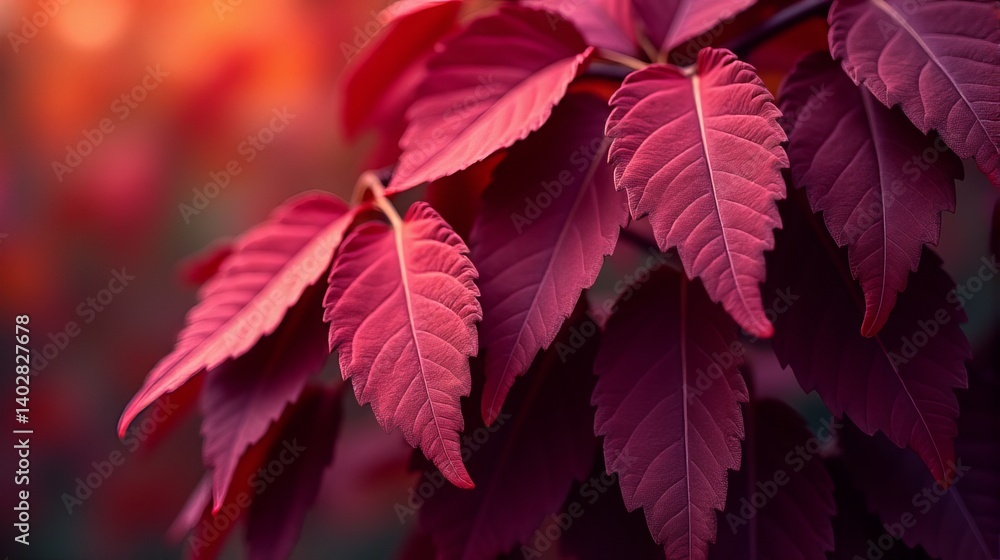 Intricate Close-up of Lush Crimson Foliage Displaying Vibrant Red Botanical Detail Intricate Close-up of Lush Crimson Foliage Displaying Vibrant Red Botanical Detail