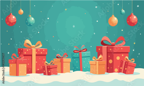christmas background with gift boxes