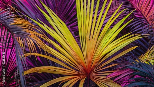 Bright neon background with yellow, pink, and purple colors