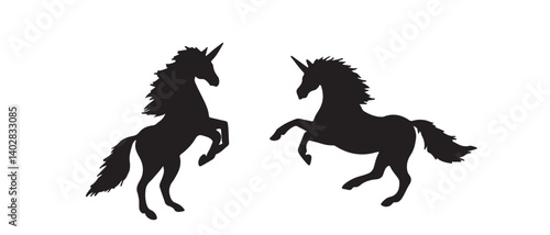 Silhouette of unicorn vector illustration on white background.