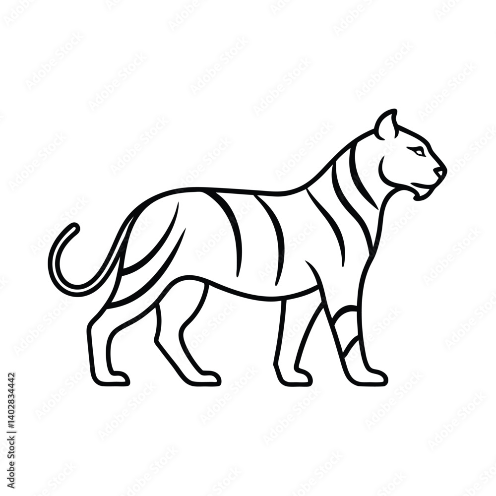 Fototapeta premium minimalist tiger line drawing continuous single line