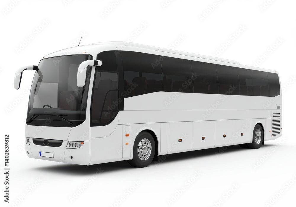 A white touring bus image isolated on white background A white touring bus image isolated on white background