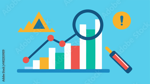 Predictive Analytics A chart showing an upward trend with a magnifying glass hovering over early warning signs and data points indicating proactive health analysis.