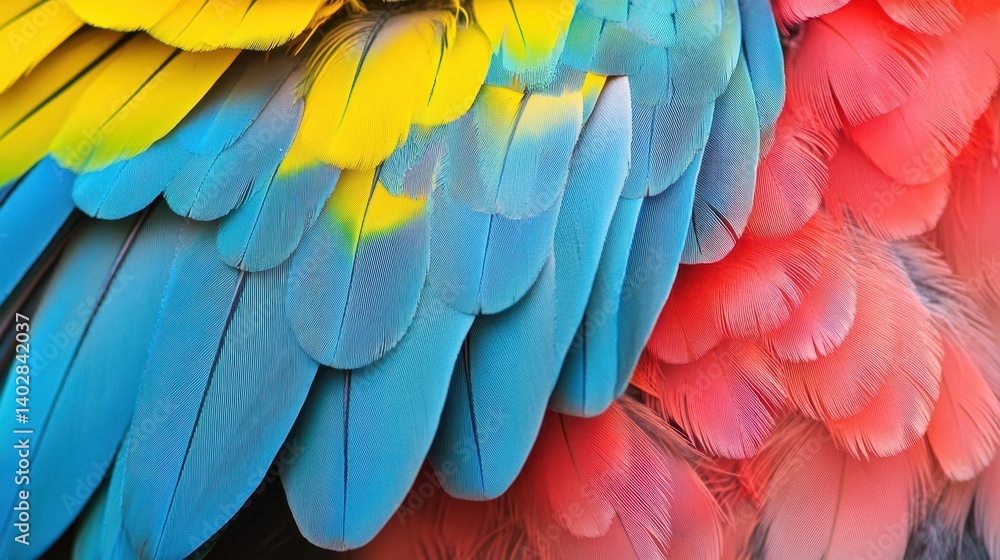 Obraz premium Close-up view of vibrant parrot feathers.