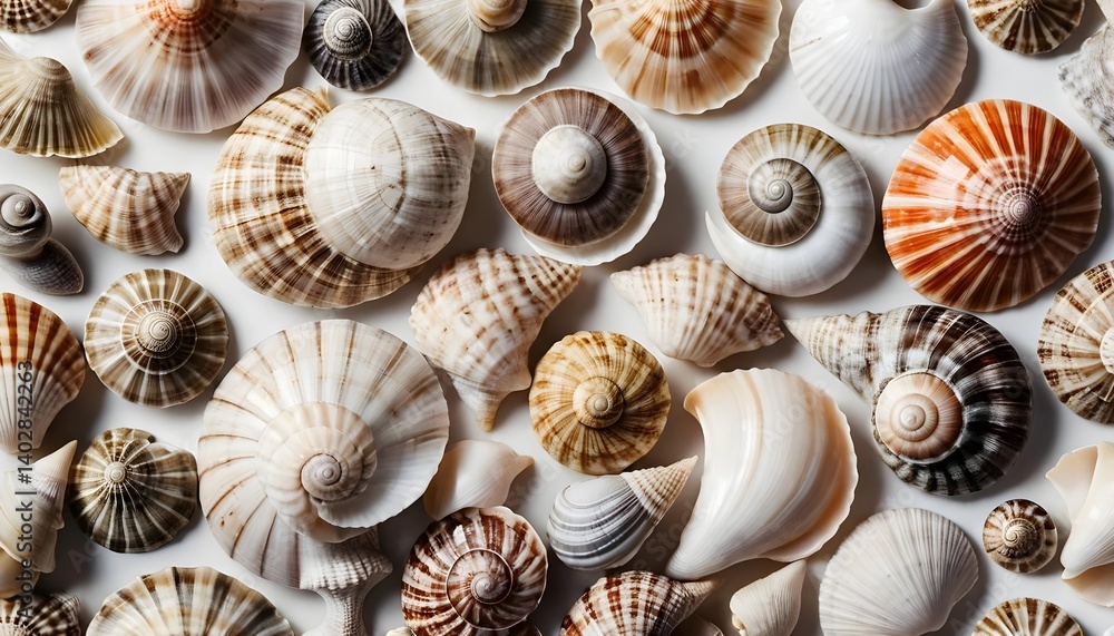 Collection of Seashells on White Background Collection of Seashells on White Background