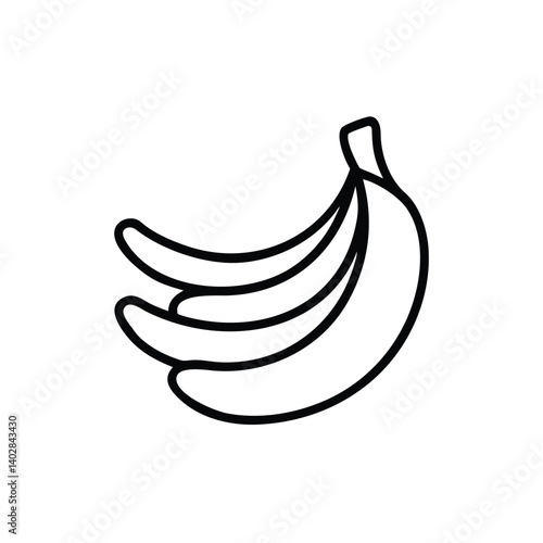 Banana Bunch Minimalist Black Outline Healthy Fruit Icon Food Vector Illustration
