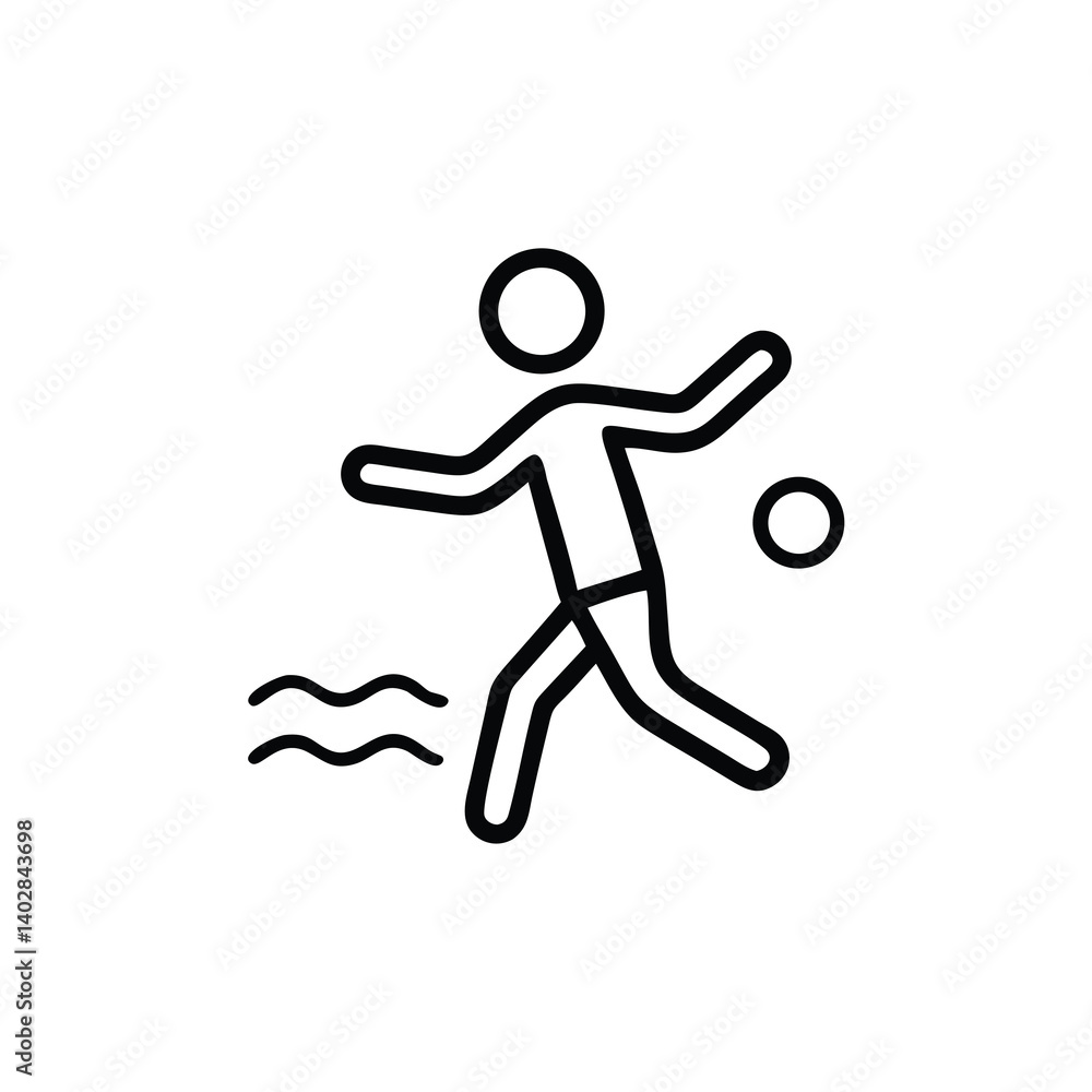 Stick Figure Playing Beach Volleyball In Outline Style Vector Illustration Stick Figure Playing Beach Volleyball In Outline Style Vector Illustration