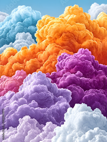 Vibrant pastel-colored smoke clouds forming abstract art