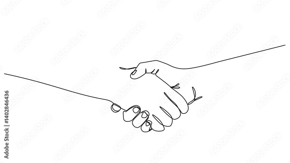 animated continuous single line drawing of a handshake, line art animation animated continuous single line drawing of a handshake, line art animation