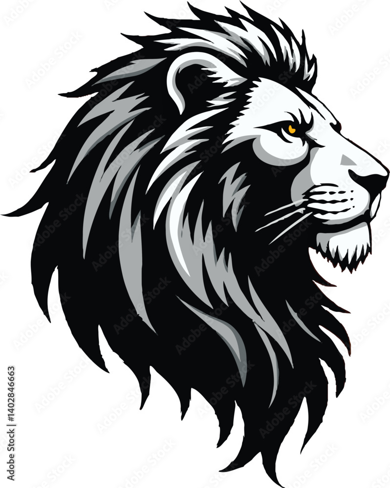 Obraz premium Stylized Majestic Lion Head Vector - Bold Design for Art and Branding